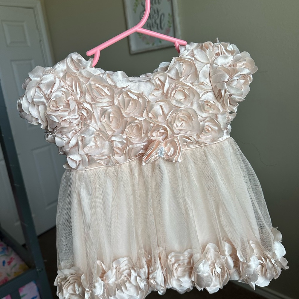 Elegant Cream Floral Baby Dress